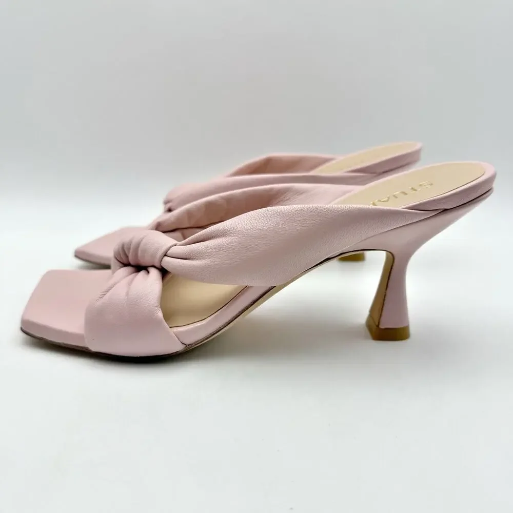 Stuart Weitzman Womens Playa 75 Knot Sandals US 6 M EU 36.5 Pink Leather EUC